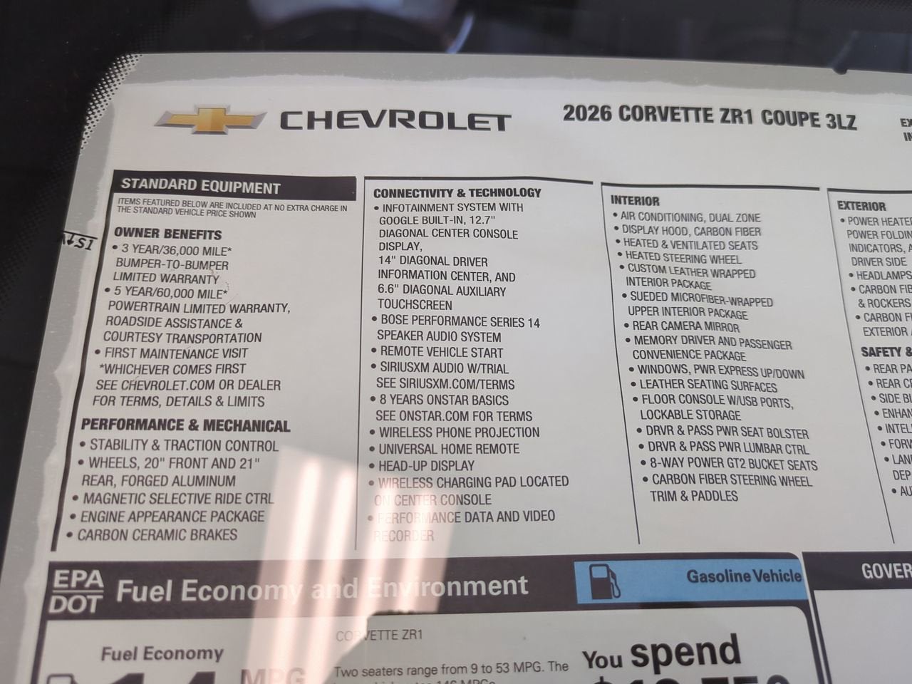 2026 Chevrolet Corvette ZR1 3LZ