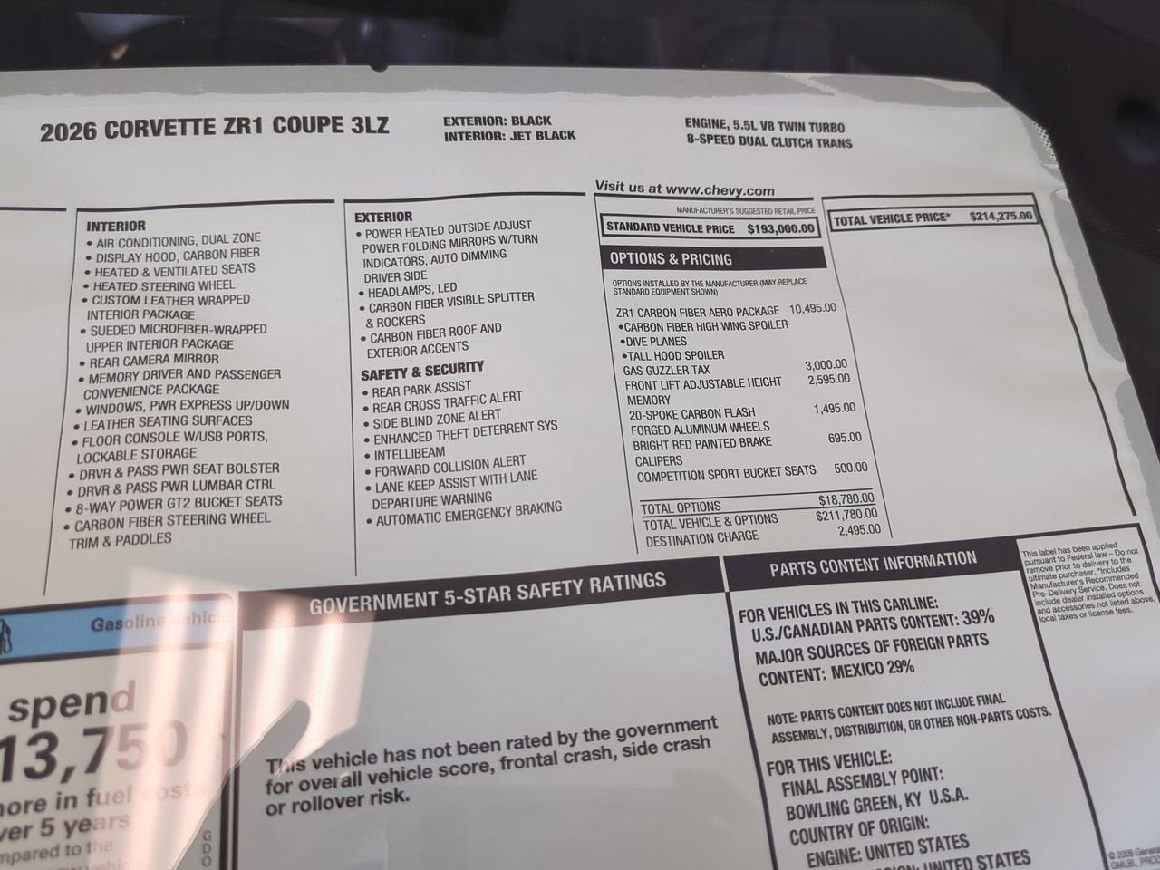 2026 Chevrolet Corvette ZR1 3LZ